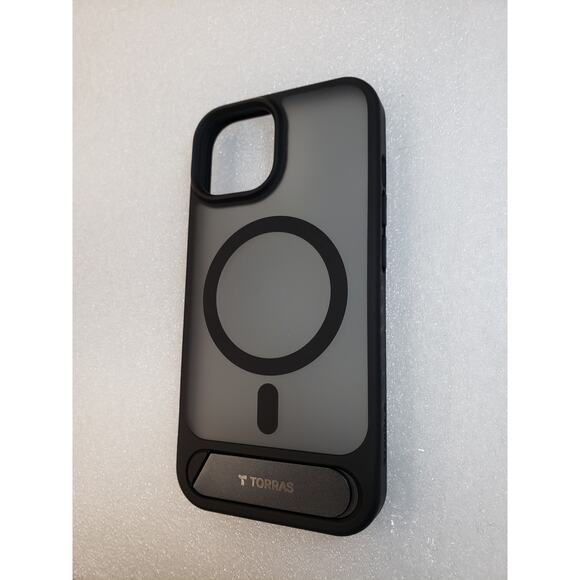 TORRAS iPhone 15 Reg Case Magnetic Flush Stand MagSafe Slim Frosted Black - Picture 7 of 12